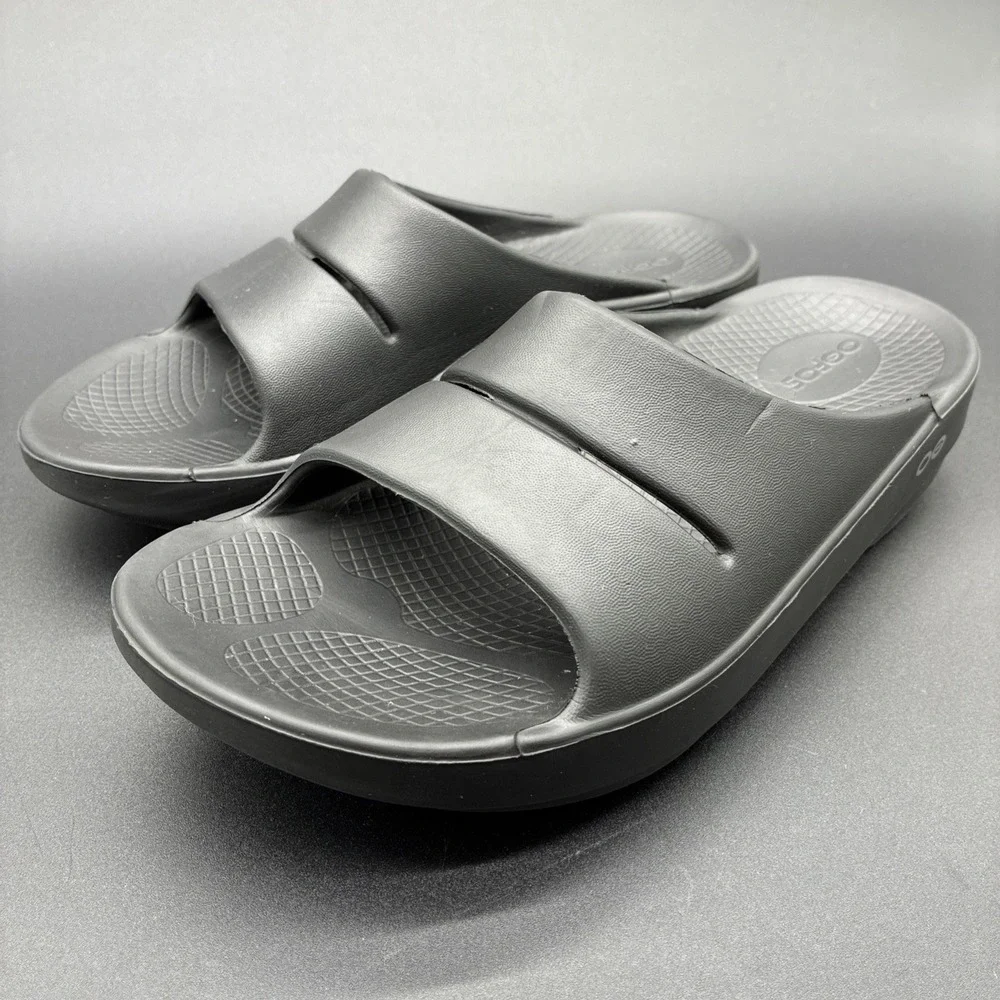 Oofos OOahh Recovery Slide Sandals Mens 5 Womens 7 Black Comfort Slides